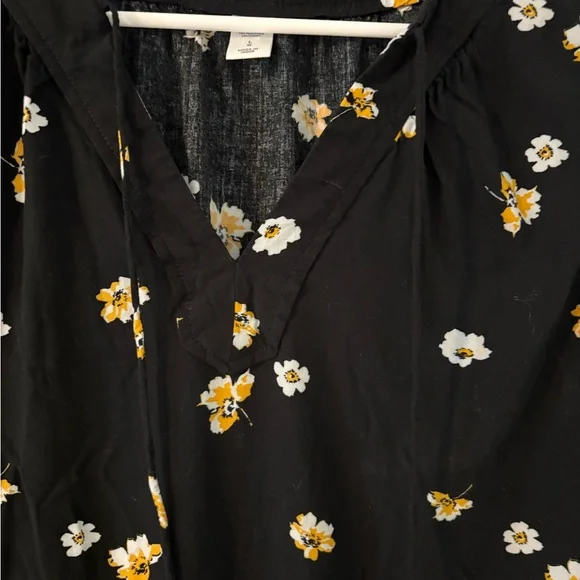 Old Navy Black Floral Sleeveless Tunic Dress Large Lightweight Rayon - Picture 3 of 6